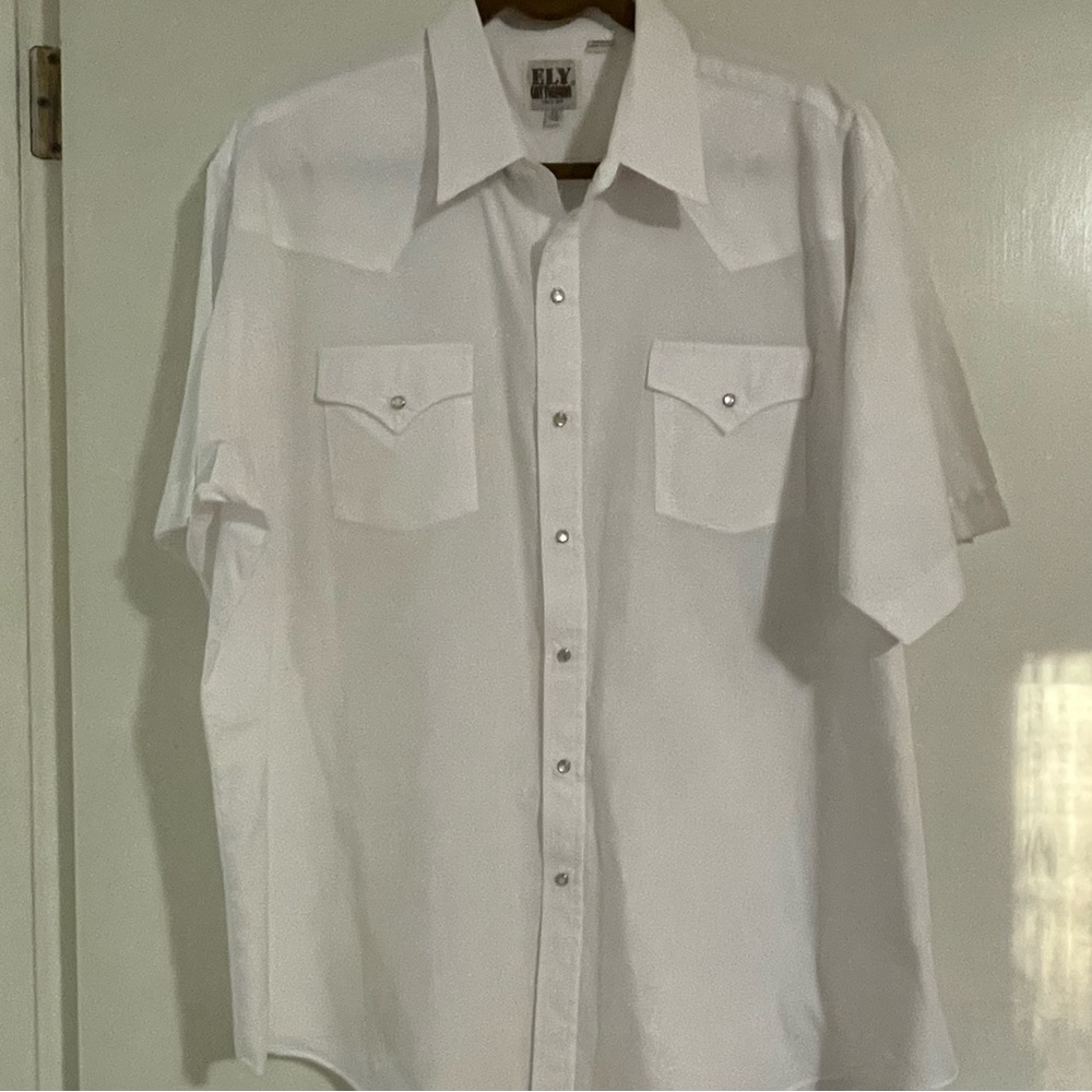 Fly Cattleman Men's Pearl Snap White Western Shirt XXL 18.5”